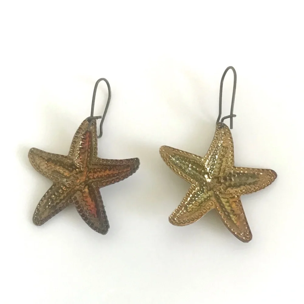 Vintage 1970’s brass starfish nautical earrings